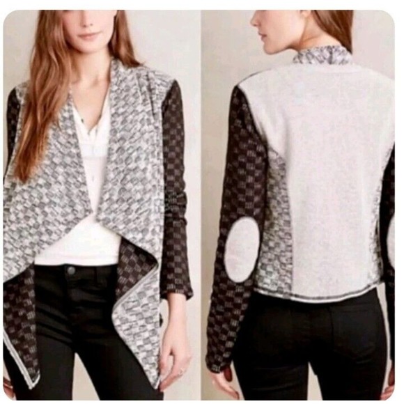 Saturday Sunday Anthropologie Medium Luci Black Draped Knit Cardigan Sweater - Picture 1 of 13